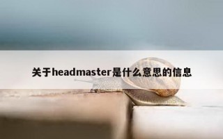 关于headmaster是什么意思的信息