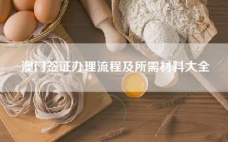 澳门签证办理流程及所需材料大全